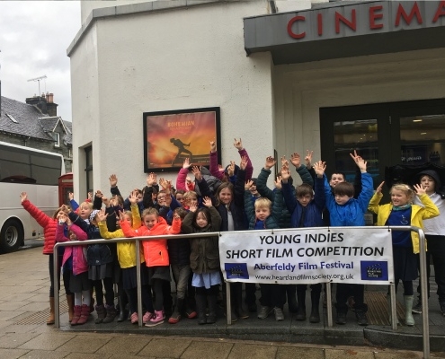 Grandtully Primary School arriving for the schools screening at the Birks Cinema