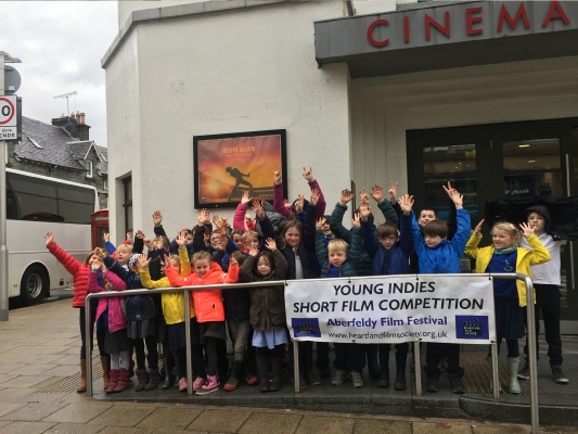 Grandtully Primary School arriving for the schools screening at the Birks Cinema